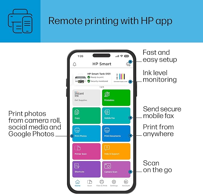 HP Smart Tank 5101 Wireless All-in-One Ink Tank Printer with up to 2 years of ink included (1F3Y0A)-DeskLoop Office