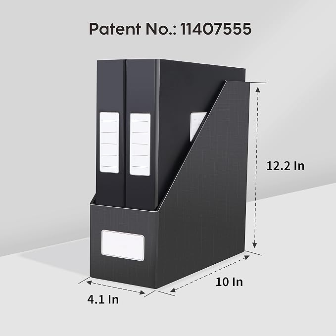 JiaWei Black Magazine File Holders, 3 Packs Sturdy Cardboard File Rack - Image 7