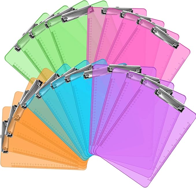 Plastic Clip Boards 8.5x11, 20 Pack Colored Clipboards Bulk by Unknown