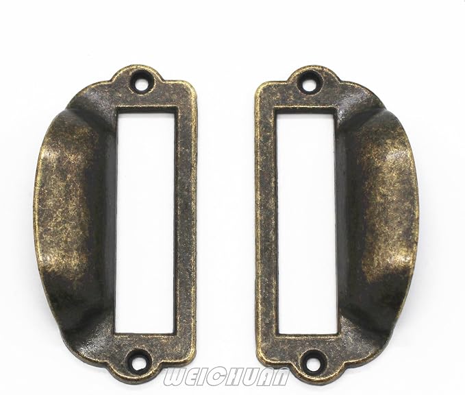 WEICHUAN 16-Pack Zinc Alloy Antique Bronze Label Frame Drawer Pulls -Vintage - Image 2