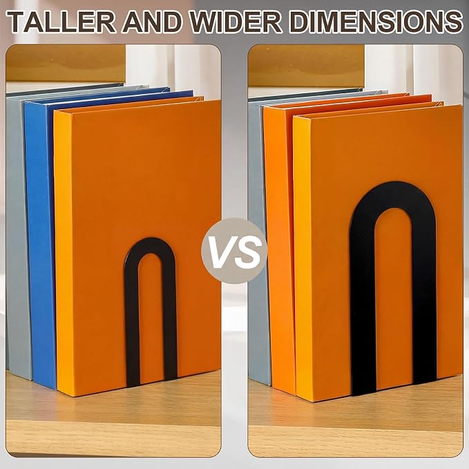 Chunful 6 Pcs Black Modern Metal Book Ends - Image 4