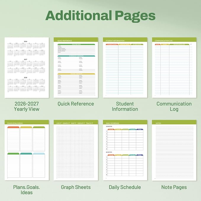 SUNEE Teacher Planner 2026-2027 Academic Year, 7 Periods Lesson Plan Book Jul - Image 5