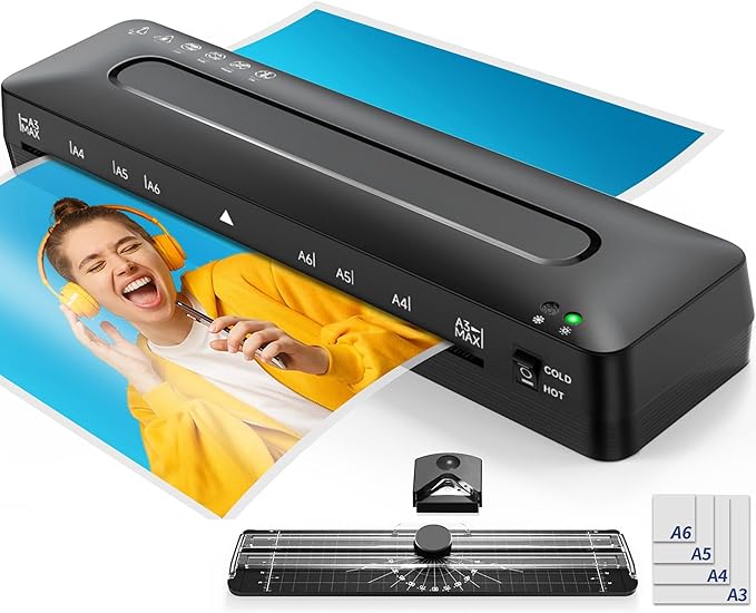 Laminator Machine 11x17 Laminator - 13 Inch Cold Thermal Laminators Machine with Laminating Sheets, A3 Personal Laminators for Teachers, Laminating Machine 90s Warm-Up No Jam for Home Office School-DeskLoop Office