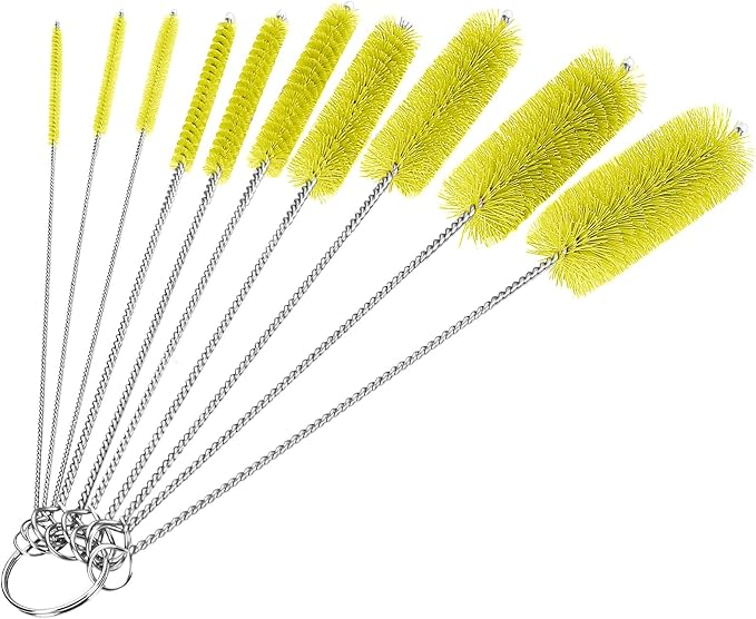 CiaraQ Bottle Cleaning Brushes, 8 Inch Nylon Tube Brush Set | Yellow Cleaner by CiaraQ