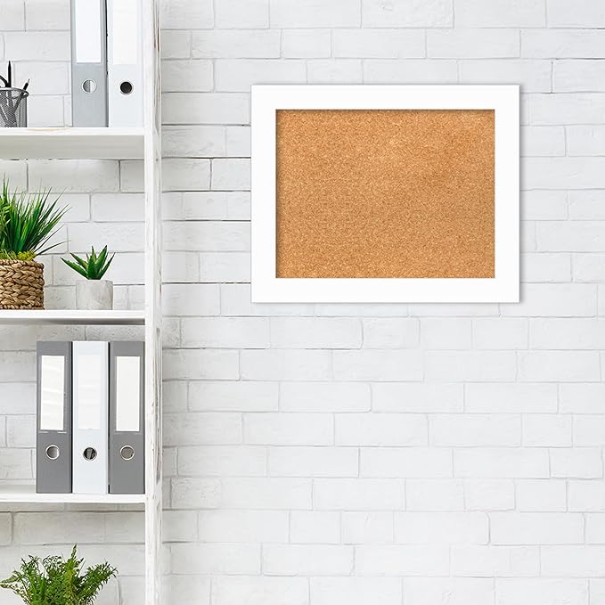Amanti Art Natural Cork Board for Wall, 17x21 Vision Board with White Frame, Small Corkboard Office Decor for Home Organization, Casual Corkboard Pinboard to Display Items for Home Organization in-DeskLoop Office