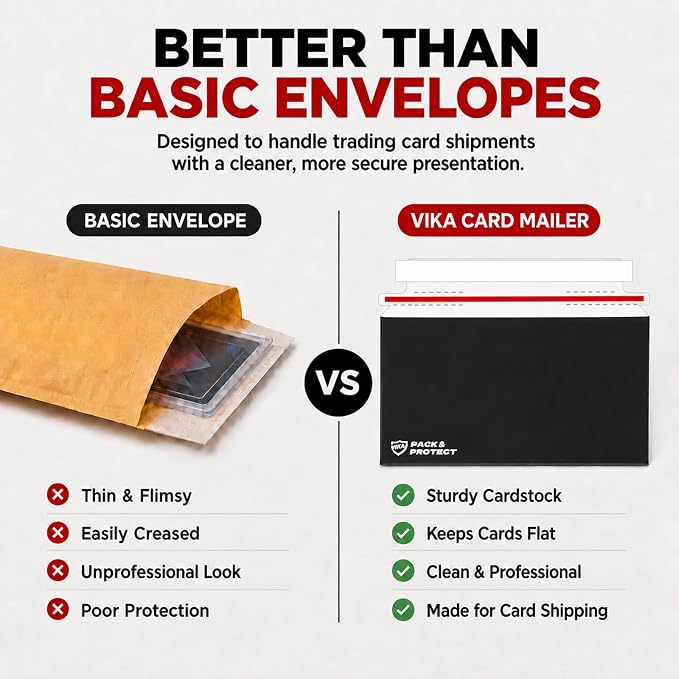 VIKA 100 Pack Trading Card Shipping Envelopes 7"x4.35", Self-Adhesive, Premium - Image 2