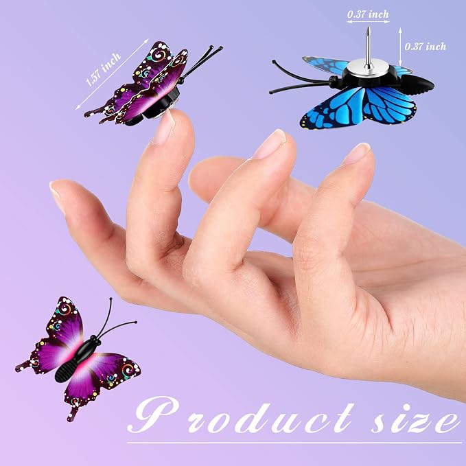 Epakh 60 Packs Butterfly Thumb Tacks Butterfly Push Pins Decorative Thumb Tacks - Image 2