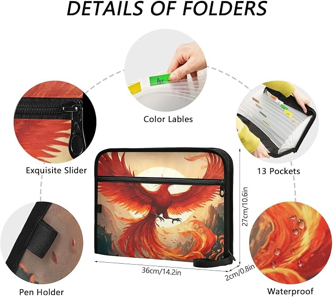 Beautiful Phoenix Accordion File Organizer Expanding Document Folder - Image 3