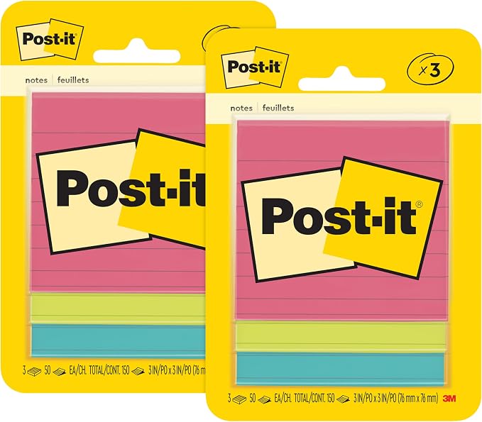 Post-it Notes, 3x3 in., 3 Sticky Notes Pads, 50 Sheets per Pad, Poptimistic by Unknown