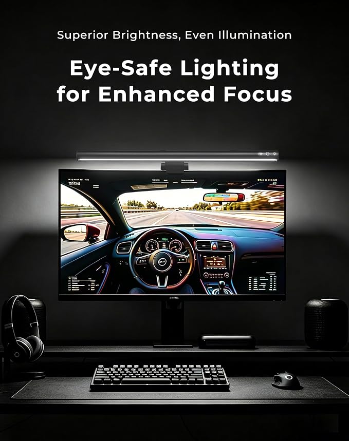 17.5" Monitor Light Bar for Flat & Curved Screens, Ultrawide Eye-Care Desk Lamp - Image 6