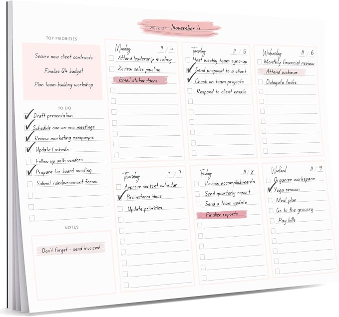 Lamare Weekly Planner Notepad – Premium Undated Weekly To Do List Notepad by Lamare
