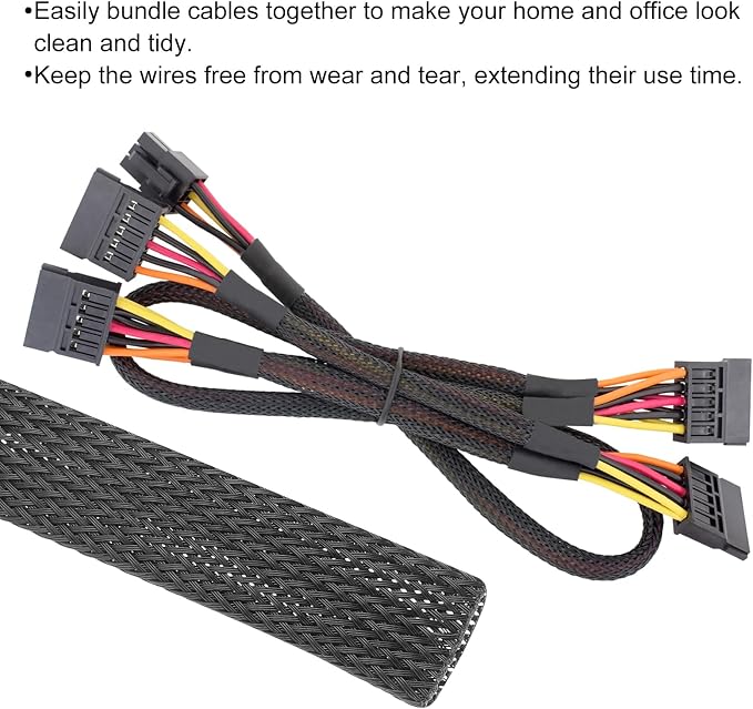 25ft PET Expandable Wire Loom 1 Inch, PET Braided Wire Sleeving Cable - Image 4