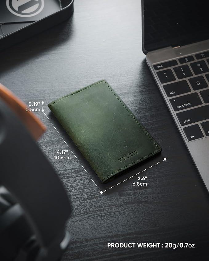 VULKIT Genuine Leather Business Card Holder 2 Sided Slim Business Name Card - Image 5