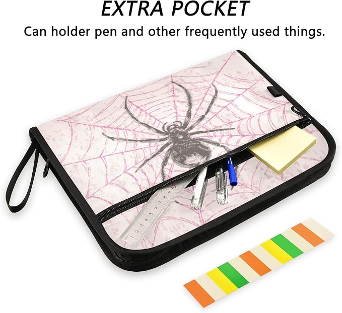 Black Spider on Pink Web Accordion File Organizer Expanding Document Folder - Image 2