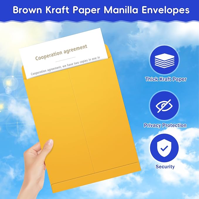 25 Pack 9 x 12 Catalog Mailing Envelopes, Self-Seal Brown Manilla Envelopes | - Image 4