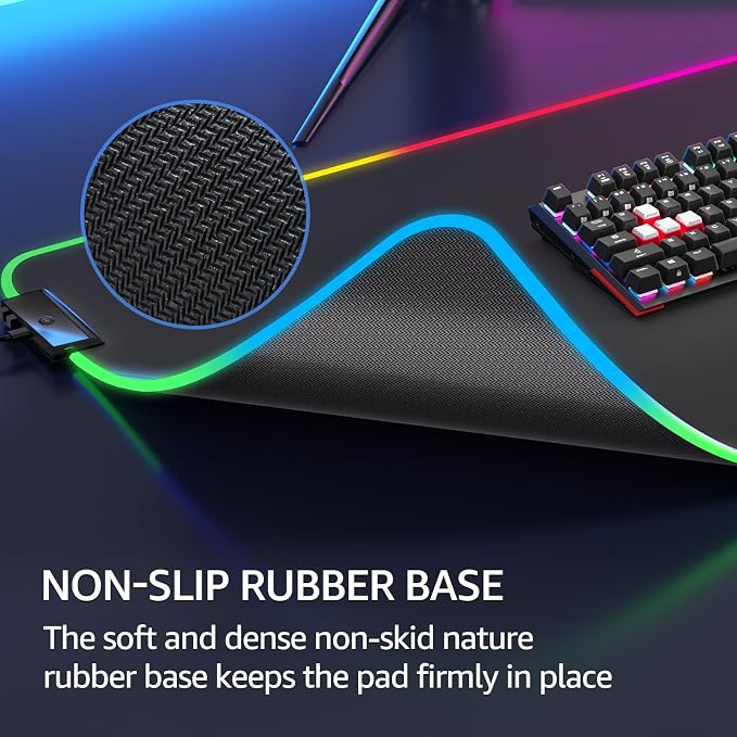 KTRIO RGB Large Gaming Mouse Pad, 31.5 x 15.7 in, RGB Black, XXL | Smooth - Image 5