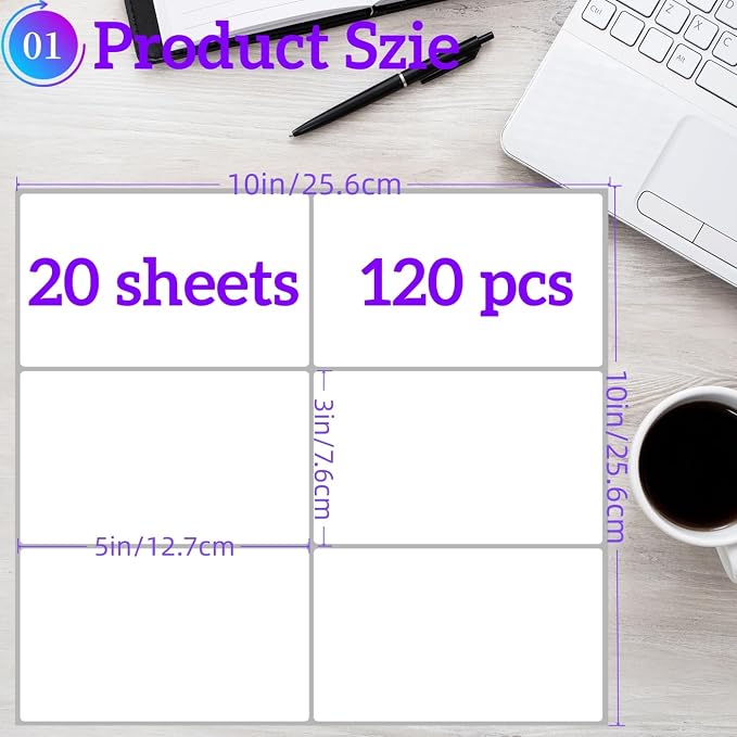 Removable Stickers Labels 5" x 3" 120 Large Moving Labels - Image 2