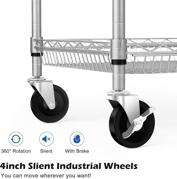 WDT Heavy Duty 2 Tier Rolling Cart, NSF Listed, 660Lbs Capacity, Commercial - Image 5