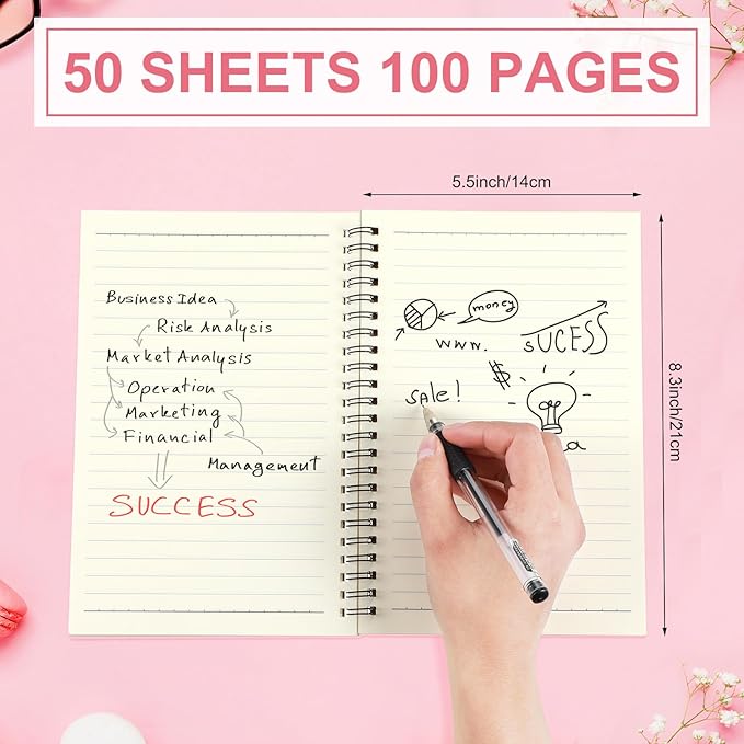 Yahenda 18 Pcs Spiral Notebook Bulk A5 Journal Lined 8.3'' x 5.5'' Writing Composition Paper Small Notepad Subject Notebook for Students Office Business Back to School Supplies (Pink)-DeskLoop Office