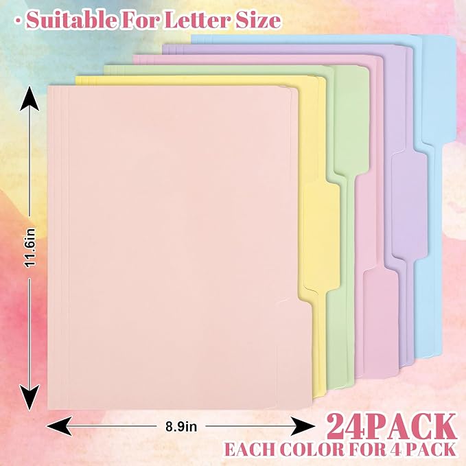 Whaline 24 Pack Pastel Colorful File Folders Letter Size Easter 6 Macaron - Image 2