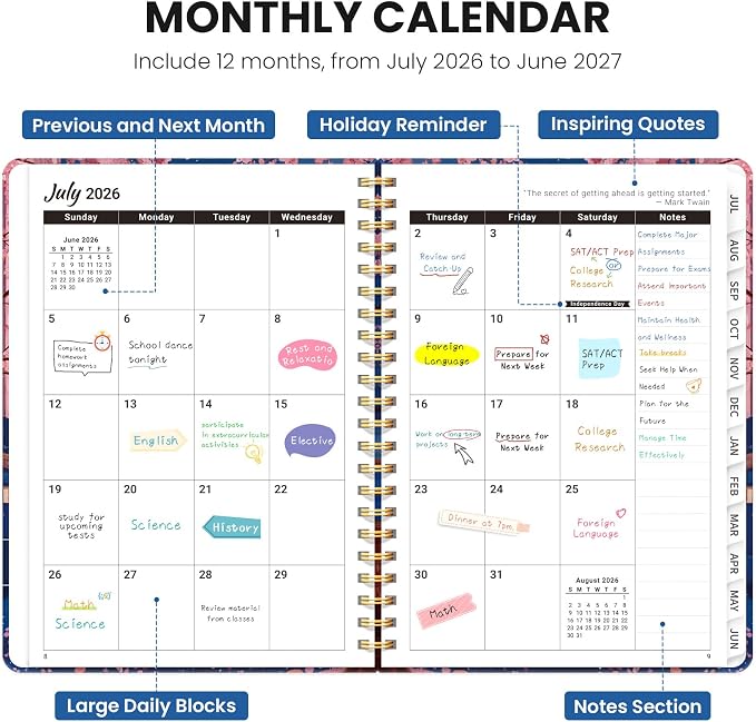 Planner 2026-2027, Hardcover Monthly and Weekly Academic Planner July 2026 - Image 2