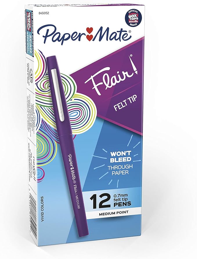 Paper Mate Flair Felt Tip Pens, Medium Point, Vivid Purple, Classroom Use - Image 8