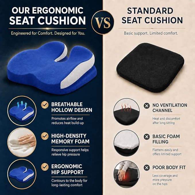Memory Foam Seat Car Computer Desk Chair Cushion，Cushion - Image 5