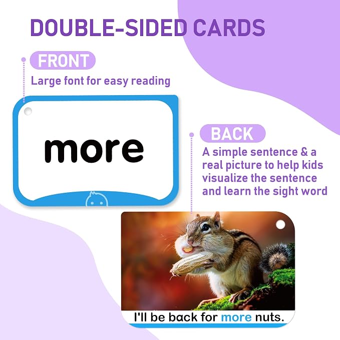 BenBen Sight Words Flash Cards, 350 Dolch & Fry High Frequency Site Words and - Image 2
