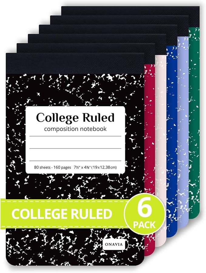 ONAVIA Mini Composition Notebooks, College Ruled, 160 Pages, 80 ct, Small by ONAVIA
