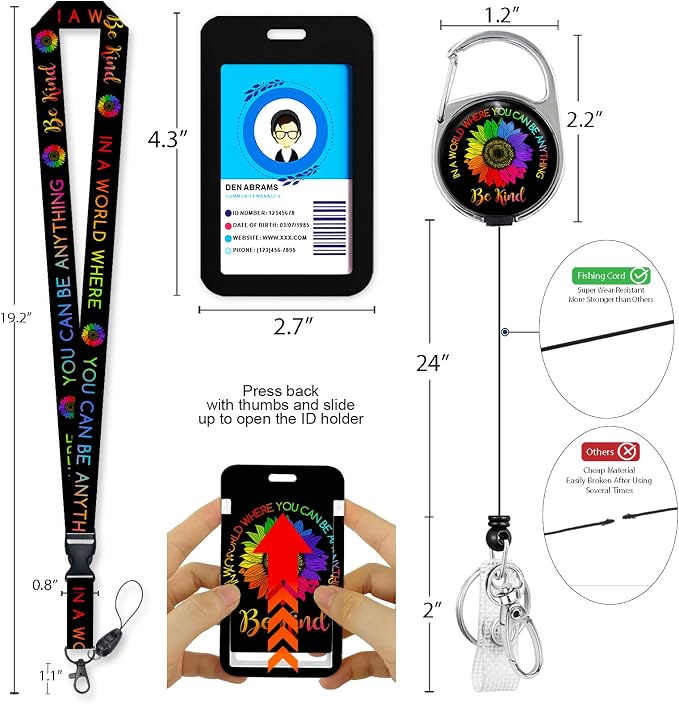 Giancomics Be Kind Lanyards for Id Badges, ID Badge Holder - Image 4