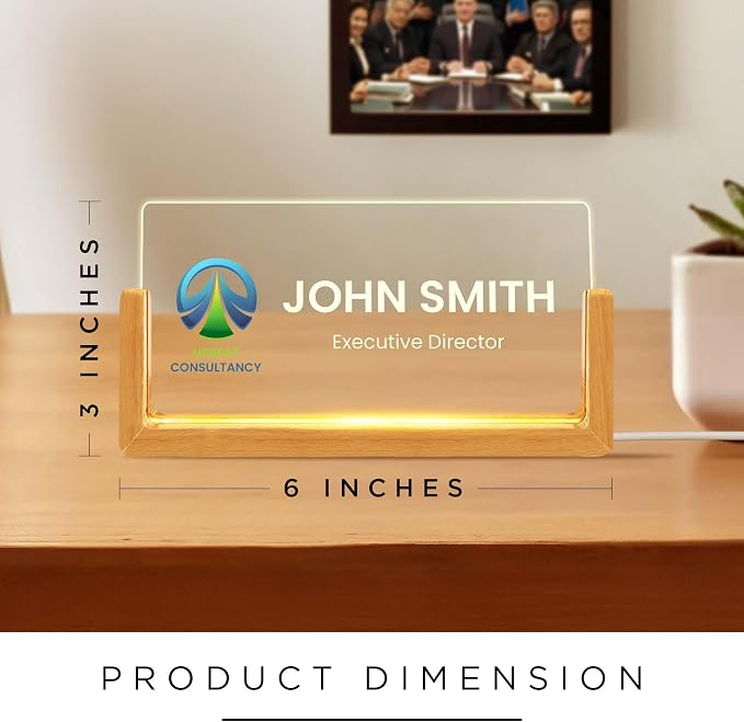 Personalized Light Up Desk Name Plate, Custom LED Acrylic Name Plate - Image 5
