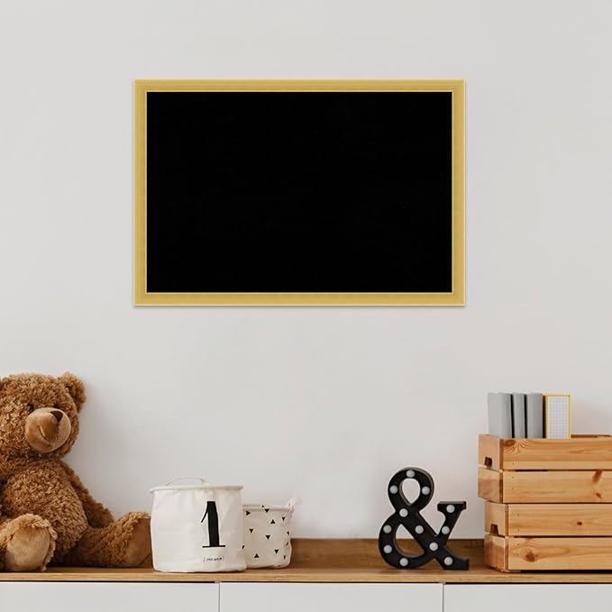 Amanti Art Black Cork Board for Wall, 13x19 Vision Board with Gold Wood Frame, Small Corkboard Office Decor for Home Organization, Modern Corkboard Pinboard to Display Items for Home Organization in-DeskLoop Office