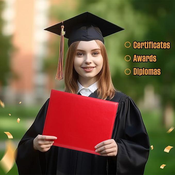 Tenare 10 Pcs Red Leather Certificate Holder 8.5 x 11 PU Phd Bachelor Master - Image 7