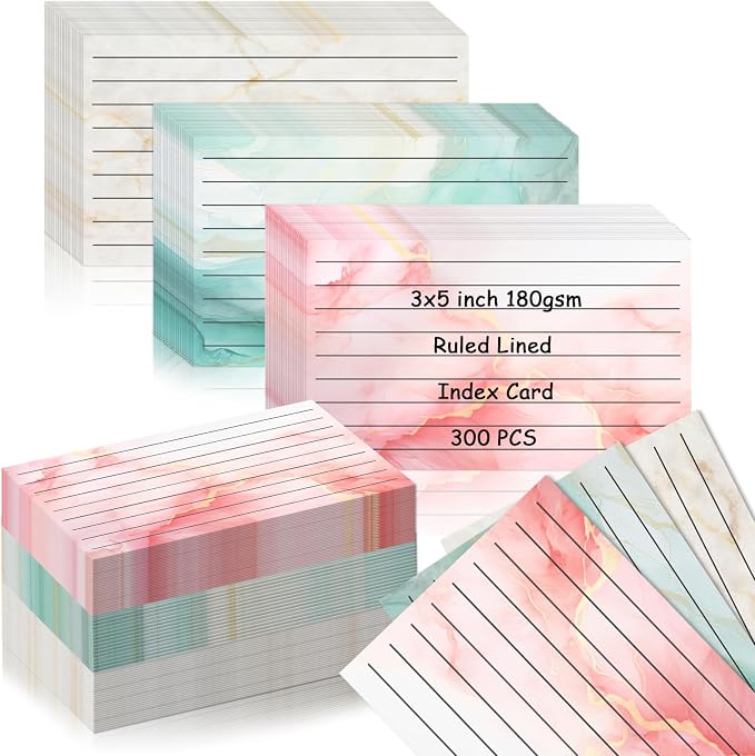 300 Pack Colored Index Cards 3x5 Marble Notecards Lined FlashCards by DOSTATNI