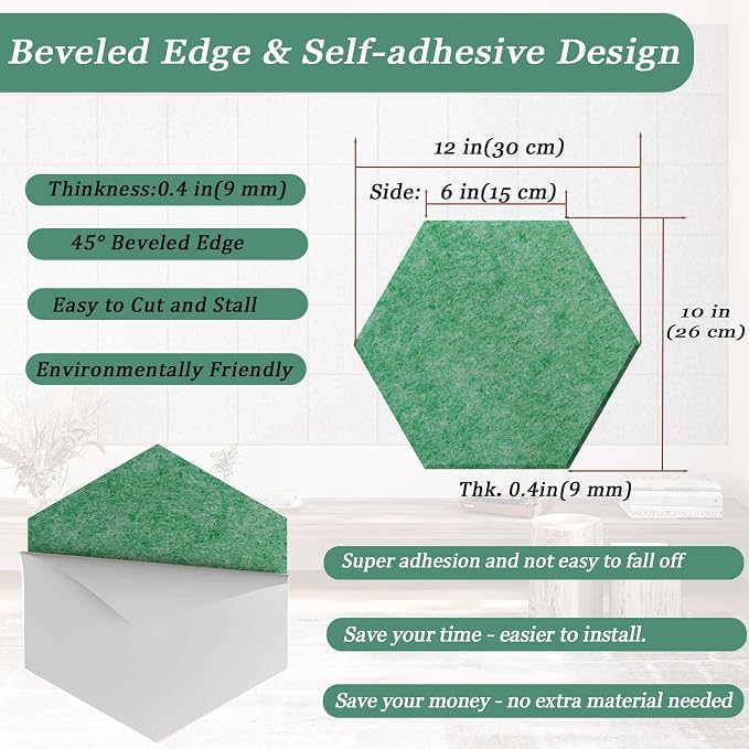 Hexagonal Acoustic Panels-12 Pack High-Density Sound Absorbing Panels - Image 4
