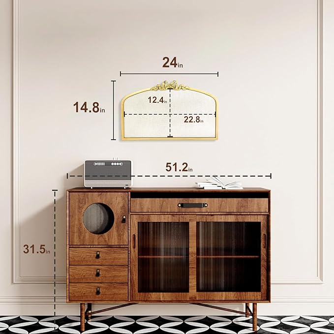 Vintage Arched Linen Cork Board with Gold Bowknot – Decorative Bulletin Board for Walls, Iron Frame Pin Board for Notes, Photos & Reminders, Elegant Vision Board for Home & Office 24"x 15"-DeskLoop Office