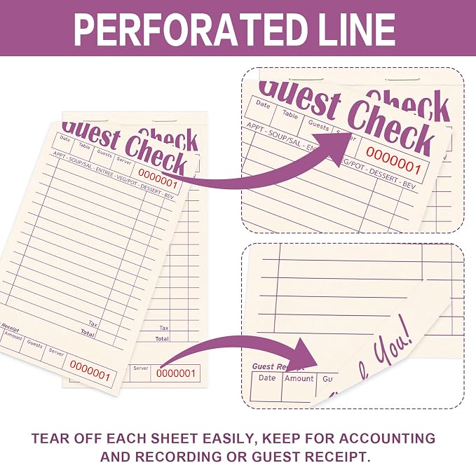 Guest Checks Books for Servers, Server Note Pads, 12 Pack, Natural Color Paper - Image 4