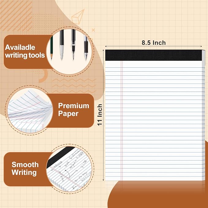 Legal Pads 8.5 X11, Narrow Ruled Notepads, 6 Pack, 50 Sheet/Pad, Tear Off - Image 3