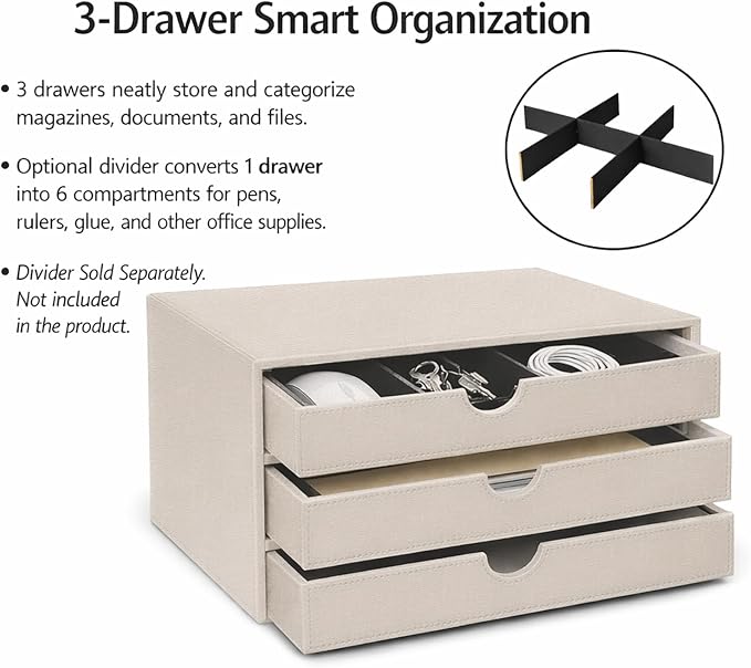 UnionBasic Document Organizer, 3-Drawer File Cabinet Document Storage Box - Image 5