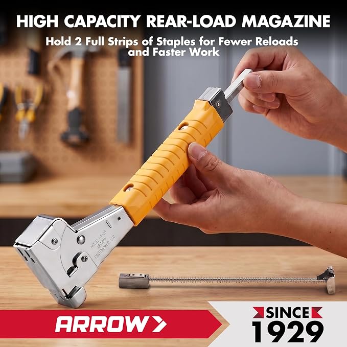 Arrow HT50 Heavy Duty Hammer Tacker, Chromed-Steel Manual Stapler - Image 6