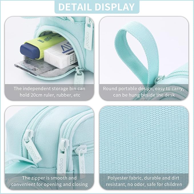 HVOMO Large Pencil Case High Capacity Holder Box Storage bag Desk Organizer Marker Pouch Pen For Middle School Office College Adult Girl and Boy(Green)-DeskLoop Office