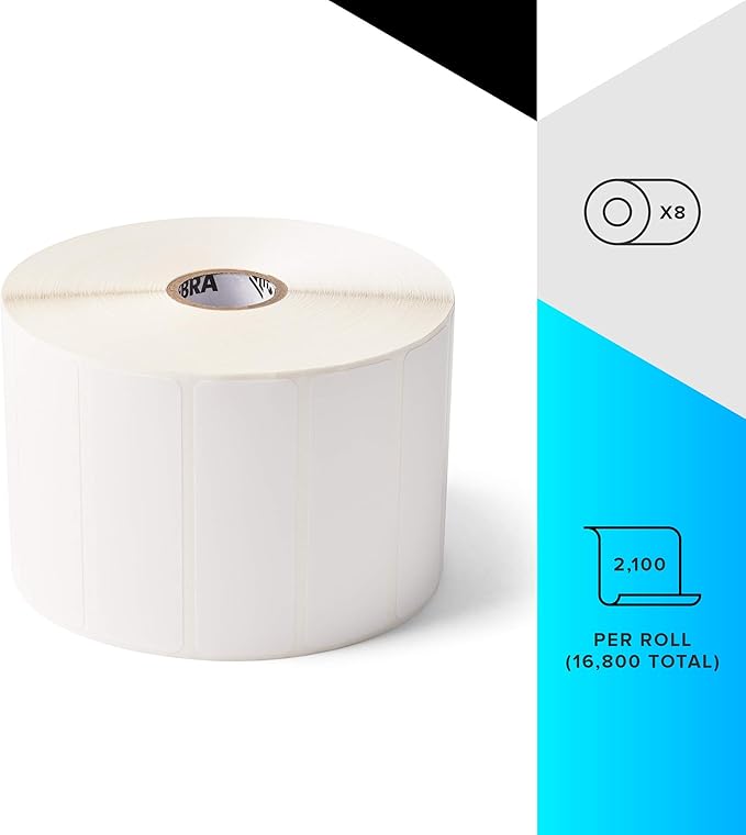 Zebra 3 x 1 in Thermal Transfer Polypropylene Labels PolyPro 3000T Permanent Adhesive Shipping Labels 1 in Core 8 rolls 10031648SP-DeskLoop Office