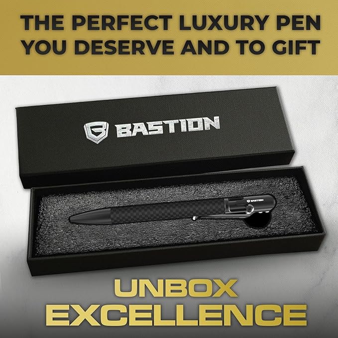 BASTION® Luxury Slim Bolt Action Pen, Lightweight Aluminum EDC Pen with Fine Tip, Professional Ballpoint Pen for School and Work - Black-DeskLoop Office