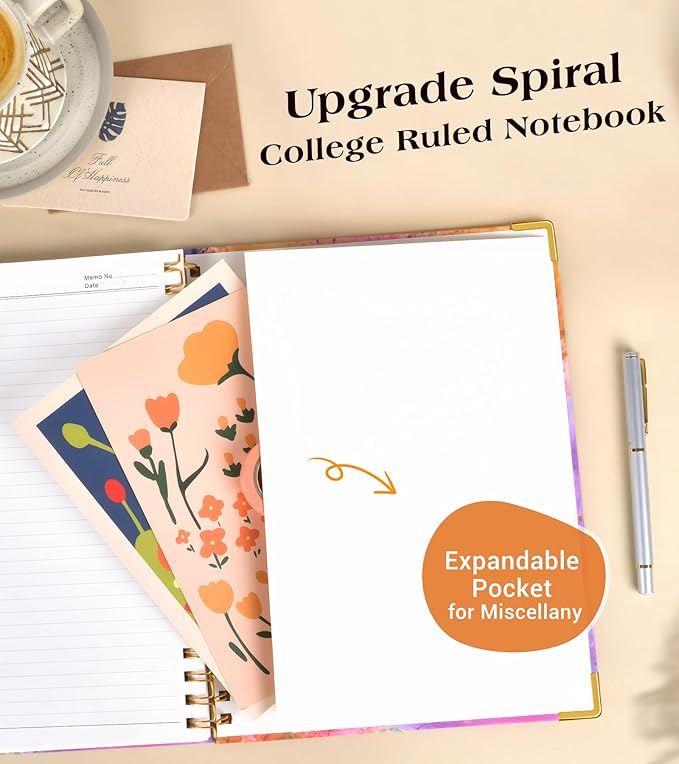 Lined Spiral Notebook Journal for Women, 150 Pages Cute Notebooks 5.75” x 8.38” - Image 5