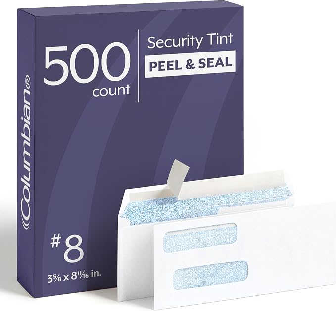 Columbian #8 Double-Window Self Seal Security Tint Envelopes, 24lb White Wove by TOPSProducts
