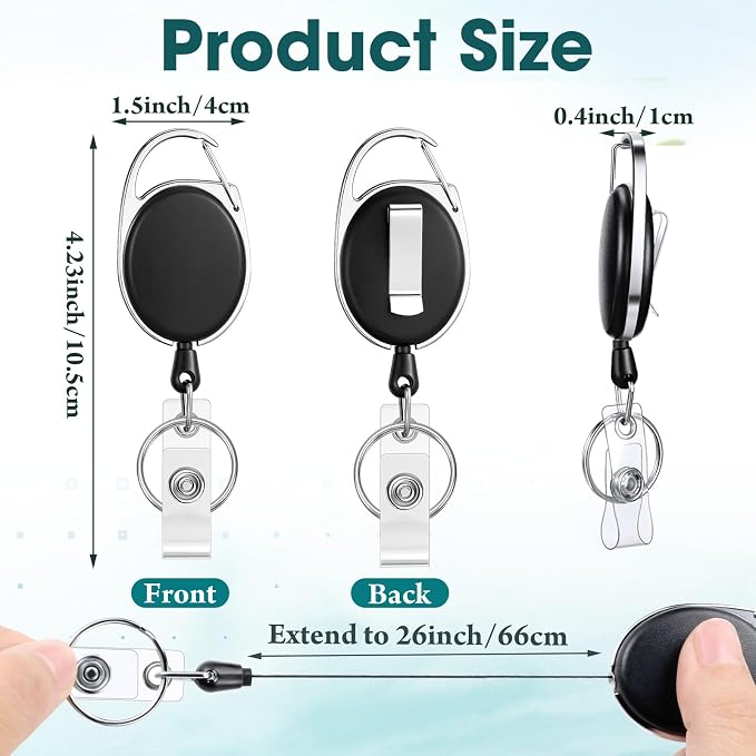 Honoson 50 Pcs Heavy Duty Retractable Badge Reels Batch ID Badge Holder - Image 2