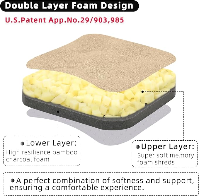 GOFORIT Memory Foam Cushion，Square Seat Cushions - Image 3