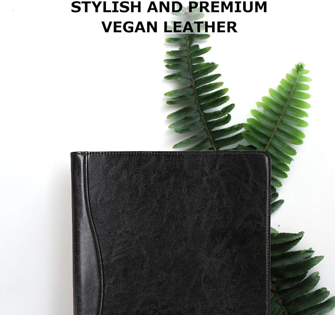 Geslun Vegan Leather 3 Ring Binder, 8.5 x 11 Letter Size Folio - Image 2