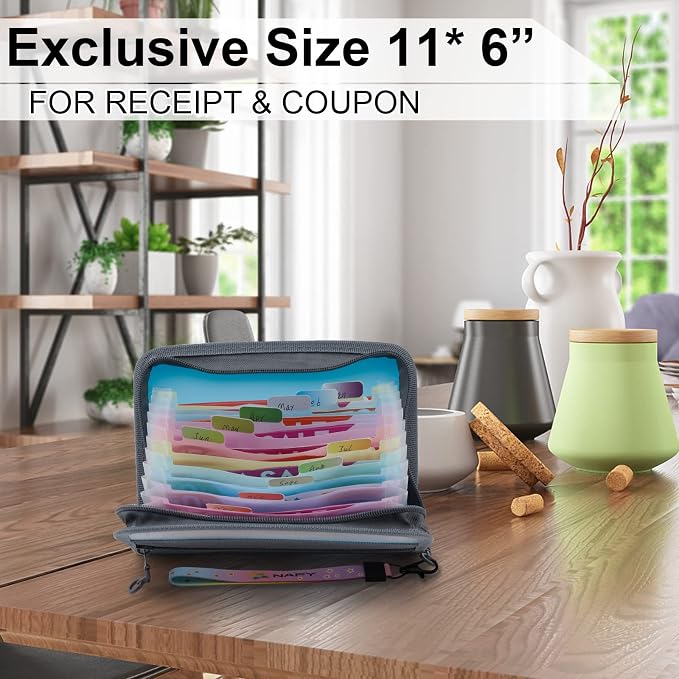 NAFY Small Accordian File Organizer, A6 Size 13 Pockets Coupon Receipt Holder - Image 2