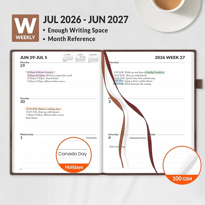 SUNEE 2026-2027 Weekly & Monthly Hardcover Planner 5.5" x 8.3" - Image 3